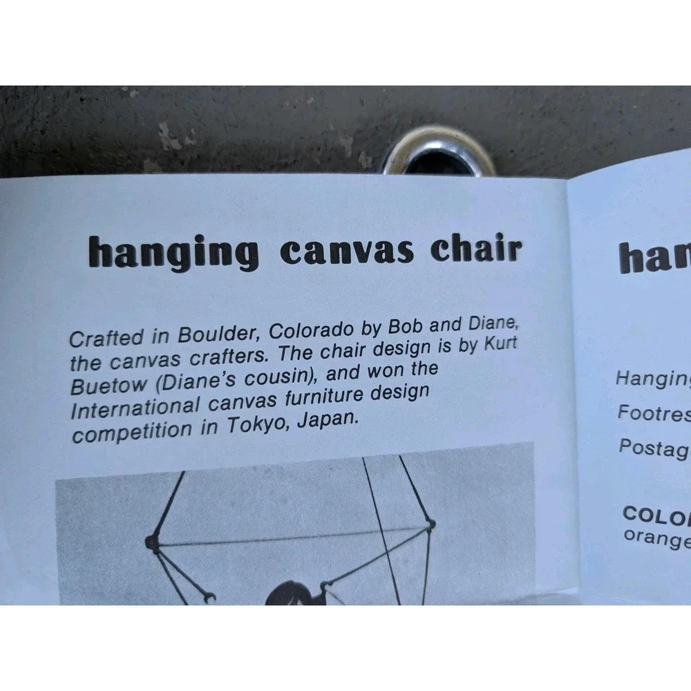 Vtg‎ USA Handmade Hammock Swing Chair Hanging Canvas Porch Seat Boulder Colorado